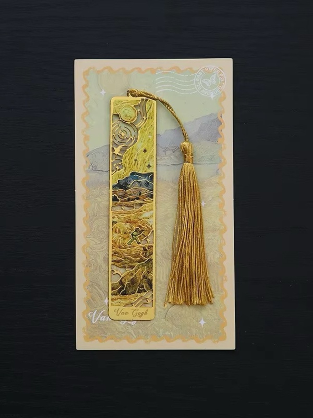 Decorative Floral & Patterned Metal Tassel Bookmark - Blue/Gold/Green - Picture 3 of 10